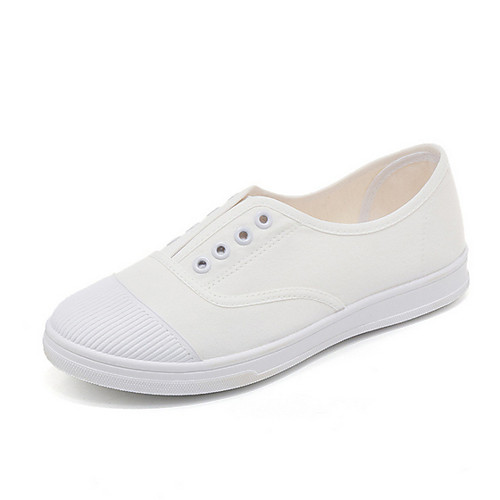 

Women's Trainers / Athletic Shoes Spring / Fall Flat Heel Round Toe Daily Canvas White / Black / Yellow