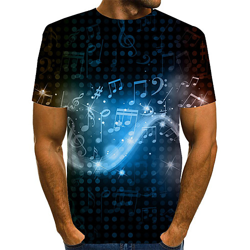 

Men's Geometric 3D Print T-shirt Street chic Exaggerated Daily Going out Rainbow