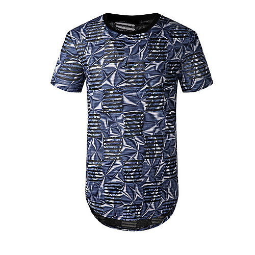 

Men's Geometric Print T-shirt Basic Daily Black / Navy Blue
