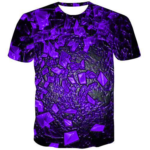 

Men's Daily Street chic T-shirt - Geometric / Color Block / 3D Print Purple