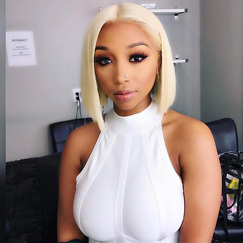 

Synthetic Lace Front Wig Straight Gaga Middle Part Lace Front Wig Medium Length Light Blonde Synthetic Hair 14-16 inch Women's Heat Resistant Women Hot Sale Blonde / Glueless