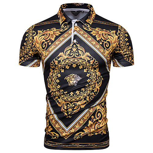 

Men's Abstract Graphic Print Polo Basic Elegant Daily Going out Brown