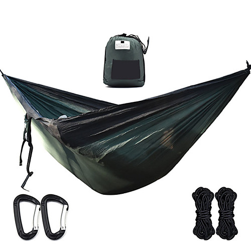 

Camping Hammock Outdoor Breathability Wearable Reusable Adjustable Flexible Folding Nylon PVA for 1 - 2 person Hunting Hiking Beach Black / Green Black / Blue 290190 cm Pop Up Design