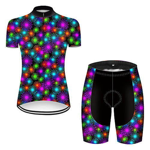

21Grams Women's Short Sleeve Cycling Jersey with Shorts Black / Red Rainbow Bike Breathable Sports Rainbow Mountain Bike MTB Road Bike Cycling Clothing Apparel / Stretchy