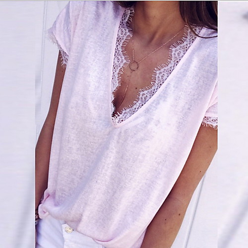 

Women's Solid Colored T-shirt Daily White / Black / Blushing Pink