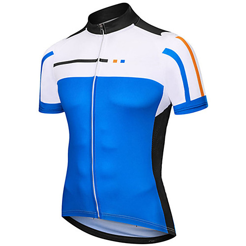 

21Grams Men's Short Sleeve Cycling Jersey Blue / White Bike Jersey Top Mountain Bike MTB Road Bike Cycling UV Resistant Breathable Quick Dry Sports Clothing Apparel / Stretchy