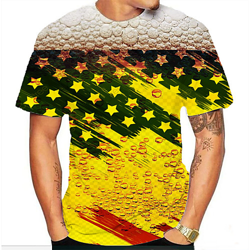 

Men's Graphic 3D Print Print T-shirt Basic Daily Yellow