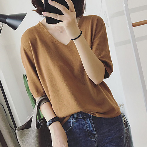 

Women's Daily T-shirt - Solid Colored Purple