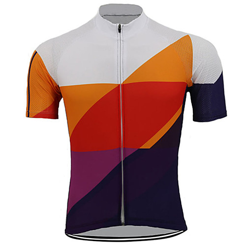 

21Grams Men's Short Sleeve Cycling Jersey OrangeWhite Bike Jersey Top Mountain Bike MTB Road Bike Cycling UV Resistant Breathable Quick Dry Sports Clothing Apparel / Stretchy