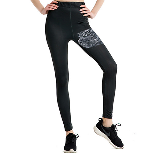 

Women's Sports / Yoga Sporty / Basic Legging - Print / Solid Colored, Print Mid Waist Black One-Size