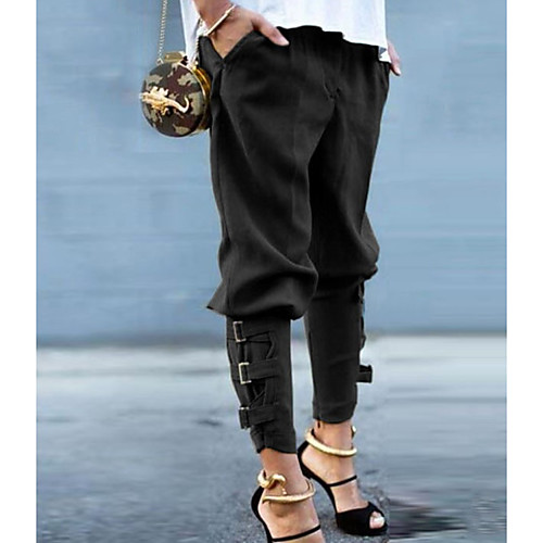 

Women's Basic Cargo Pants - Solid Colored Black Army Green S M L