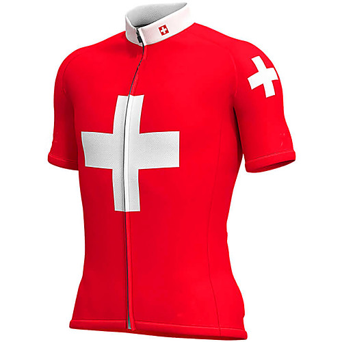 

21Grams Men's Short Sleeve Cycling Jersey Red / White Bike Jersey Top Mountain Bike MTB Road Bike Cycling UV Resistant Breathable Quick Dry Sports Clothing Apparel / Stretchy