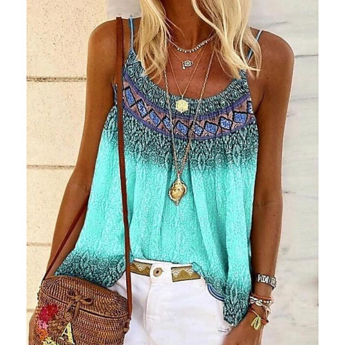 

Women's Geometric Tank Top Holiday Beach Blue / Purple / Yellow / Blushing Pink