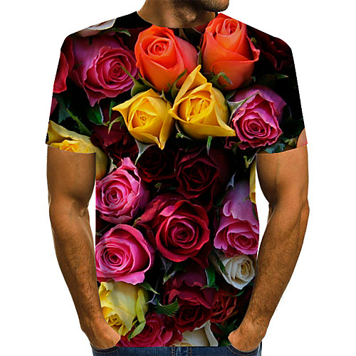

Men's Geometric 3D Print T-shirt Street chic Exaggerated Daily Going out Rainbow