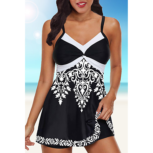 

Women's Black One-piece Swimwear Swimsuit - Floral M L XL Black