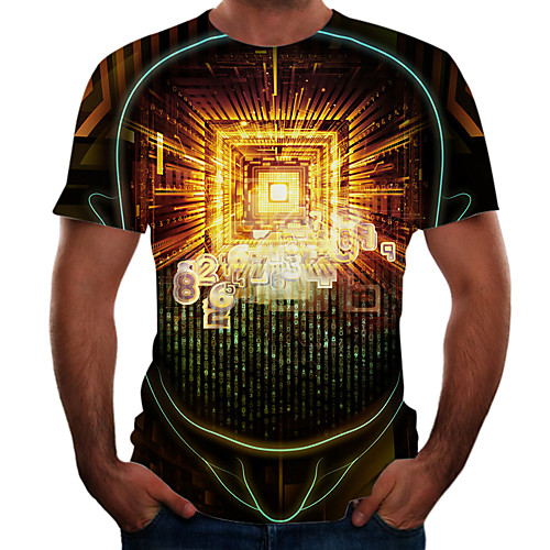 

Men's Going out Weekend Basic T-shirt - Color Block / 3D / Animal Rainbow