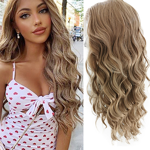 

Synthetic Lace Front Wig Wavy Free Part Lace Front Wig Long Blonde Synthetic Hair 18-26 inch Women's Cosplay Soft Adjustable Blonde