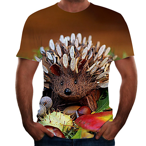 

Men's Graphic Animal T-shirt Basic Elegant Daily Going out Brown