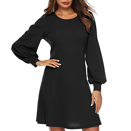 

Women's 2020 Wine Black Summer Dress Work A Line Solid Color S M