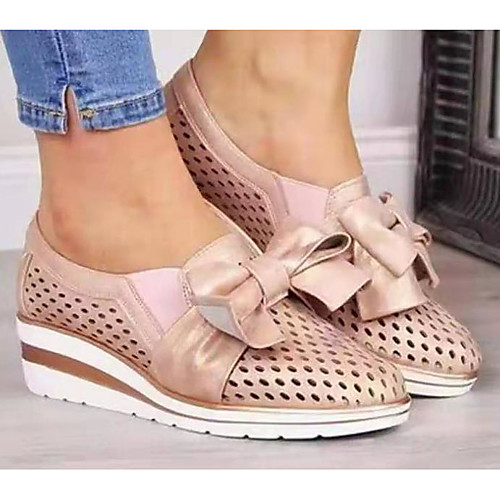 

Women's Sandals Wedge Sandals Summer Wedge Heel Closed Toe Daily PU Black / Pink / Blue