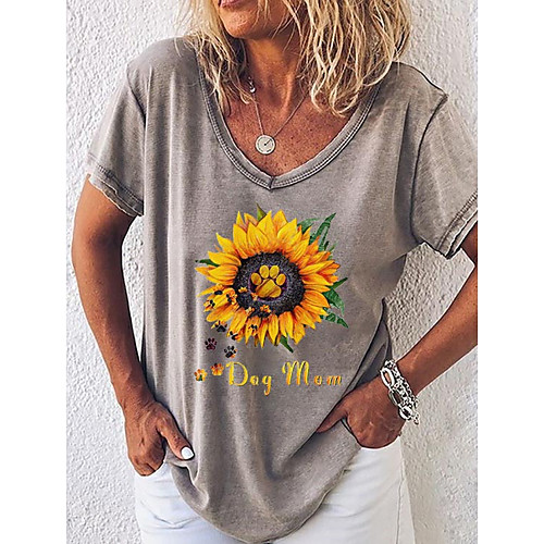 

Women's Geometric T-shirt V Neck Daily Summer Black Blue Blushing Pink Khaki S M L XL 2XL 3XL
