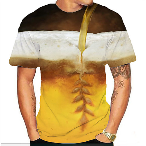 

Men's Graphic 3D Print Print T-shirt Basic Daily Brown