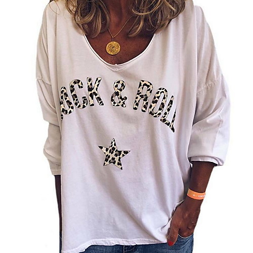 

Women's Letter T-shirt Daily White / Navy Blue