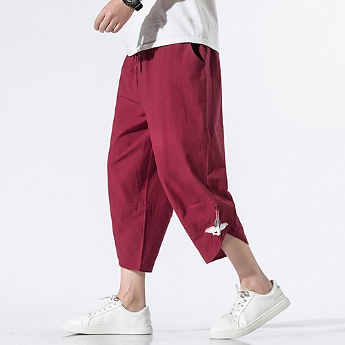 

Men's Sporty / Chinoiserie Chinos Pants - Animal Drawstring Comfort Wine Army Green Light gray US32 / UK32 / EU40 US34 / UK34 / EU42 US38 / UK38 / EU46