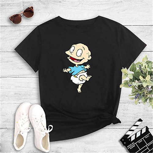 

Women's Daily Going out Basic T-shirt - Cartoon Print Yellow