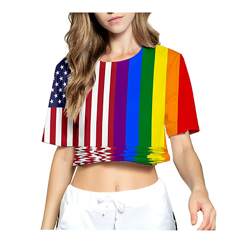 

Inspired by Cosplay LGBT Pride T-shirt Poly / Cotton Rainbow Printing T-shirt For Women's