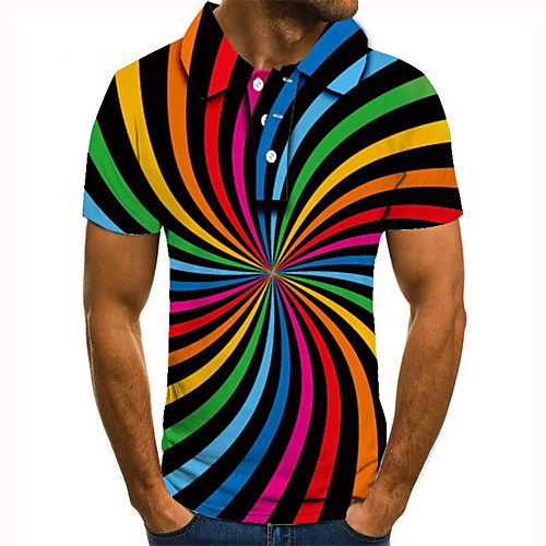 

Men's Daily Basic Polo - 3D Rainbow