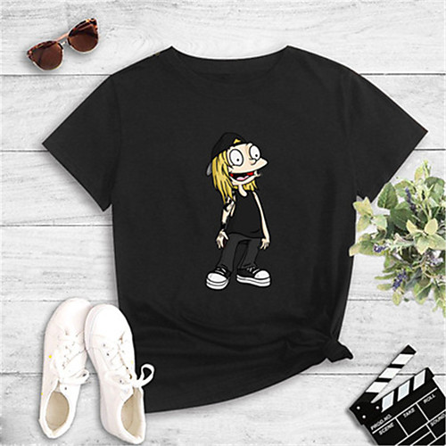 

Women's Daily Sports Basic T-shirt - Cartoon Print Yellow