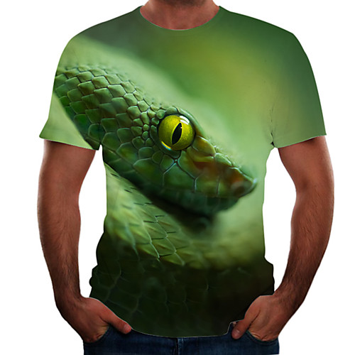 

Men's Graphic Animal T-shirt Basic Elegant Daily Going out Green