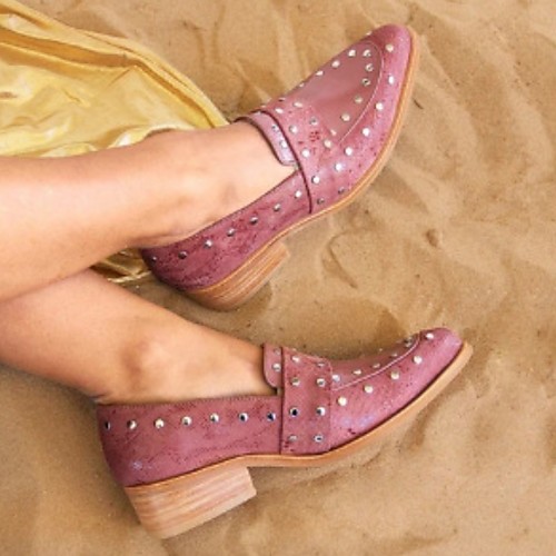 

Women's Flats Summer Cuban Heel Pointed Toe Daily PU Black / Pink / Gold