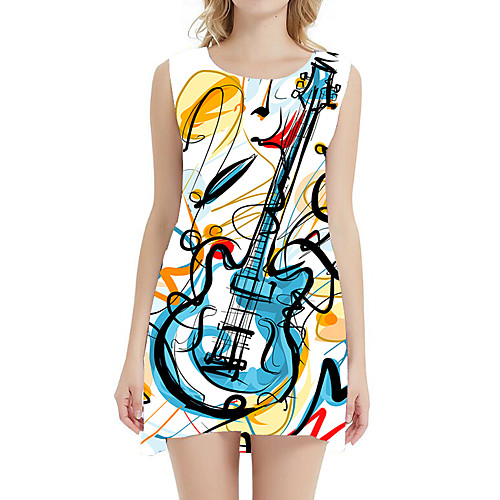 

Women's 2020 Green Blue Summer Dress 3D Print Sexy Daily Holiday A Line Geometric Letter Patchwork S M