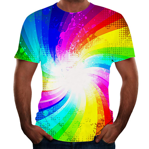

Men's Going out Weekend Basic T-shirt - Color Block / 3D / Animal Rainbow