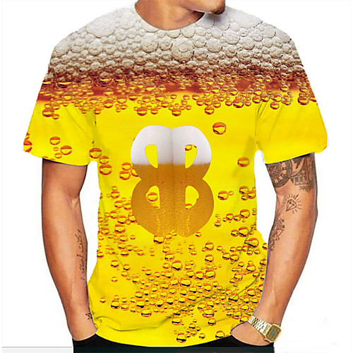 

Men's Graphic 3D Print Print T-shirt Basic Daily Yellow