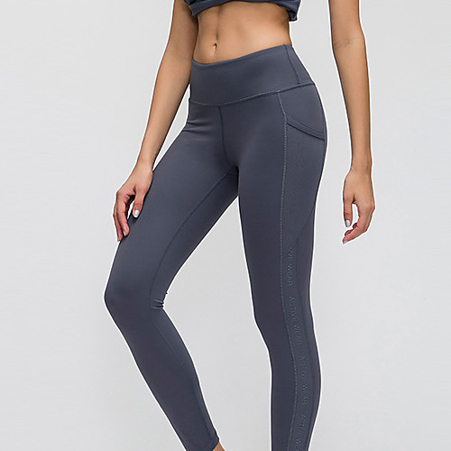 

Women's High Waist Yoga Pants Winter Pocket Black Dark Purple Green Purplish Grey Elastane Running Fitness Gym Workout Tights Leggings Sport Activewear Breathable Moisture Wicking Butt Lift Tummy