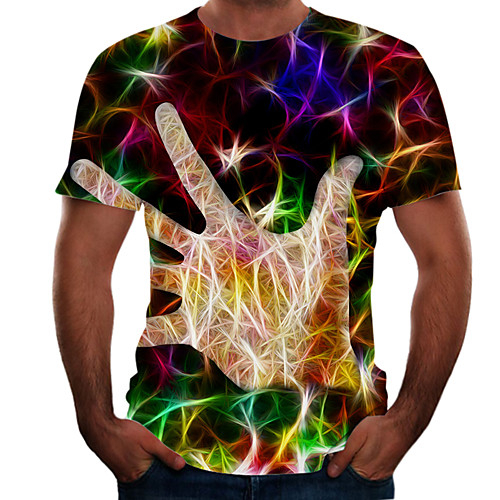 

Men's Going out Weekend Basic T-shirt - Color Block / 3D / Animal Rainbow