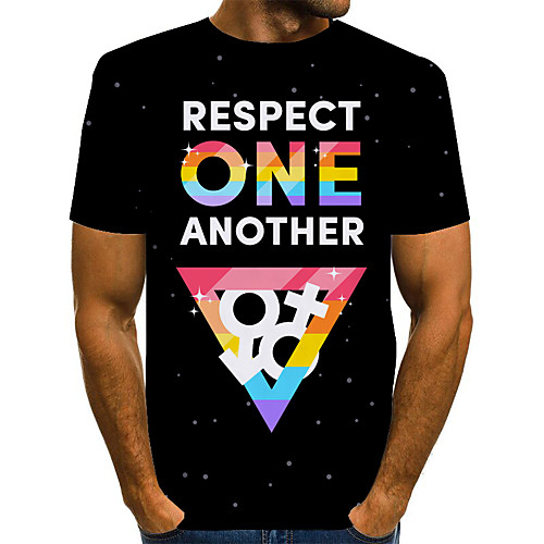 

Men's Graphic 3D Print Pride Day Print T-shirt Basic Exaggerated Daily Round Neck Black / Blue / Purple / Red / Yellow / Fuchsia / Green / Gray / Short Sleeve