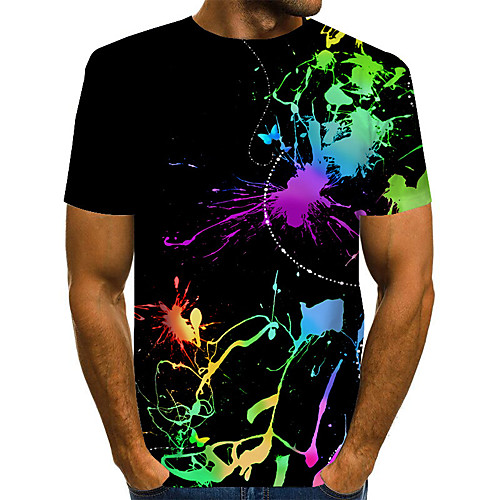 

Men's Daily Going out Basic / Street chic T-shirt - Geometric Print Rainbow