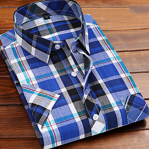 

Men's Houndstooth Print Shirt Daily Blue