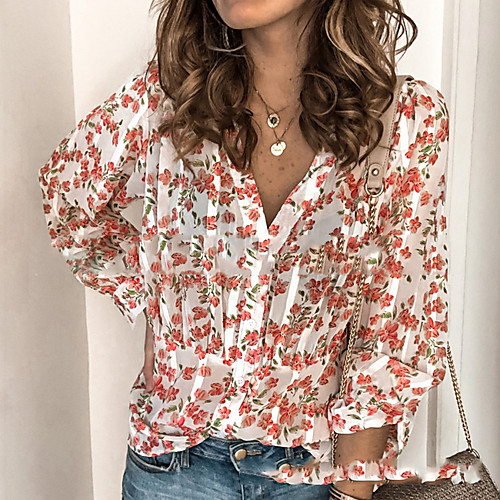 

Women's Floral Shirt Daily White