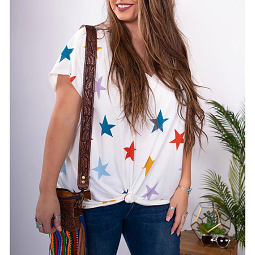 

Women's Geometric T-shirt Daily Going out White / Blue / Purple / Blushing Pink / Light Green