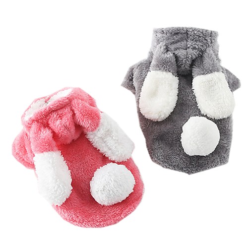 

Dog Costume Hoodie Rabbit Winter Dog Clothes Warm Pink Gray Halloween Costume Toy Poodle Polyster Solid Colored Cosplay Cute XS S M L XL