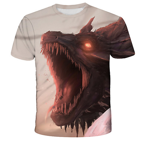 

Men's 3D Tie Dye Wolf Print T-shirt Street chic Exaggerated Daily Holiday Round Neck Rainbow / Short Sleeve / Animal