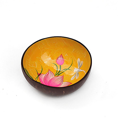 

Colorful Real Coconut Shell Lotus Bowl Dishes Handmade Paint Craft Art Snacks Salad Bowl D13.5 H5.7CM