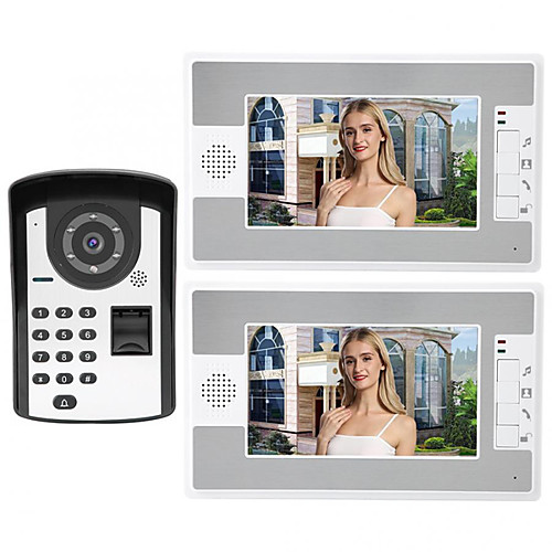 

7 Inch Wire Video Door Phone Home Intercom System with Fingerprint Password Unlock Monitor Function P812FD12