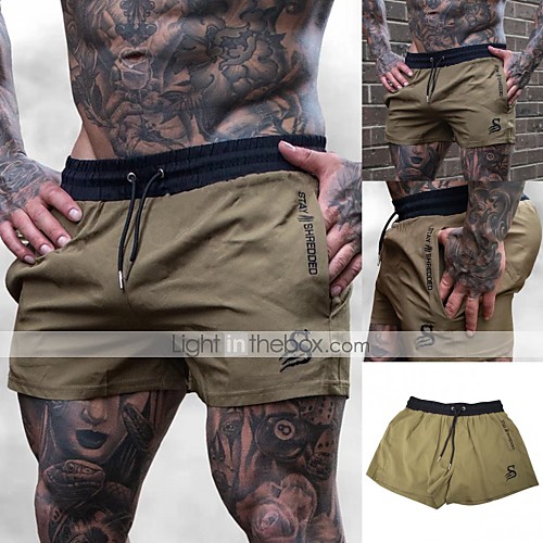 

Men's High Waist Running Shorts Athletic Shorts Workout Shorts Drawstring Sports Bottoms Running Walking Jogging Training Breathable Quick Dry Soft Fashion Black / Red Green / Black Black Army Green