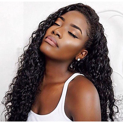 

Remy Human Hair Lace Front Wig Free Part style Indian Hair Wavy Black Wig 130% Density with Baby Hair Lace Natural Hairline with Clip curling Women's Long Human Hair Lace Wig WoWEbony / Glueless